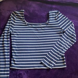 PacSun Horizontal Stripe Long Sleeve Crop Top